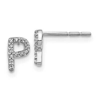 Initial P Earrings 14k White Gold Diamond EM4169P-008-WA, MPN: EM4169P-008-WA, 883957376554