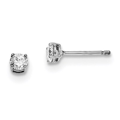 4Mm Round CZ Stud Earrings Sterling Silver Rhodium-plated QGK167, MPN: QGK167, 191101111327