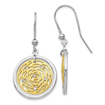 Leslie&#39;s Scratch-finish CZ Dangle Earrings Sterling Silver Gold-tone HB-QLE1006, MPN: QLE1006, 1911…