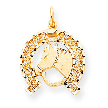 Solid Flat-Backed Horsehead in Horseshoe Charm 10k Gold 10C575, MPN: 10C575, 883957344645