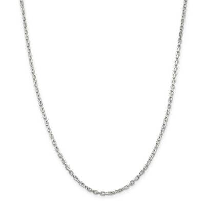 2.75mm Beveled Oval Cable Chain 28 Inch Sterling Silver QCA080-28, MPN: QCA080-28,