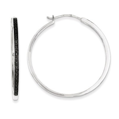 Black Diamond Hoop Earrings Sterling Silver QE10927, MPN: QE10927, 886774310015