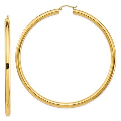 14K Polished 4X80mm Round Tube Hoop Earrings 14k Gold Polished T1164, MPN: T1164, 883957865034