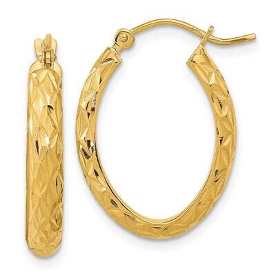 Diamond-Cut Fancy Oval Hoop Earrings 14k Gold Polished TC1030, MPN: TC1030, 883957982779