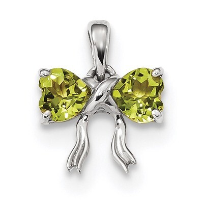 Peridot Bow Pendant 14k white Gold Polished XBS579, MPN: XBS579, 883957173993