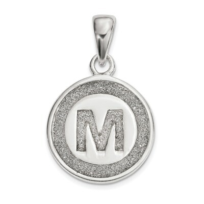 Letter M Circle Pendant Sterling Silver Glitter Enamel  QC9180M, MPN: QC9180M, 886774123417