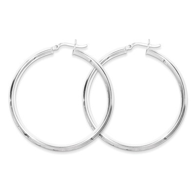 50mm Knife Edge Hoop Earrings Sterling Silver QE6503, MPN: QE6503, 883957551623