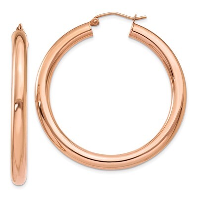 Polished Tube Hoop Earrings 14k Rose Gold TF828, MPN: TF828, 191101368073