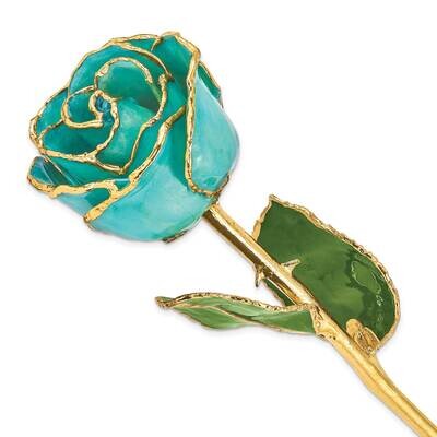 Aqua Green Opalescent Rose Lacquer Dipped Gold Trim GM22724, MPN: GM22724, 812465023421