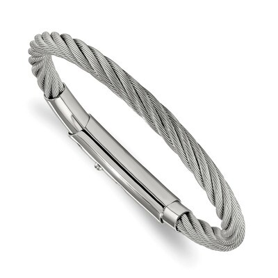 Twisted Wire Adjustable 7 Inch to 7.75 Inch Bangle Stainless Steel Polished SRB2272 by Chisel, MPN:…