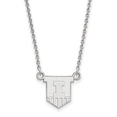 University of Illinois Small Pendant with Chain Necklace 14k White Gold 4W054UIL-18, MPN: 4W054UIL-…