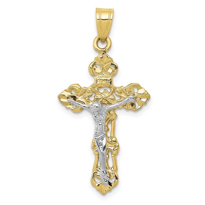 Two-Tone Fleur De Lis Crucifix Pendant 10k Gold 10ZC241, MPN: 10ZC241,