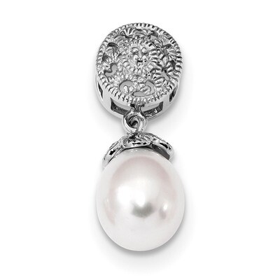 Diamond and Cultured Freshwater Pearl Pendant Sterling Silver Rhodium-plated QP4972, MPN: QP4972, 8…