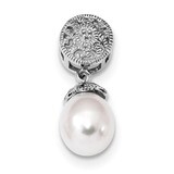 Diamond and Cultured Freshwater Pearl Pendant Sterling Silver Rhodium-plated QP4972, MPN: QP4972, 8…