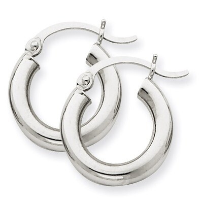 3mm Round Hoop Earrings 10k White Gold 10T851, MPN: 10T851, 883957895765