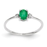 Diamond &amp; Emerald Birthstone Ring 14k White Gold XBR218, MPN: XBR218, 883957413570