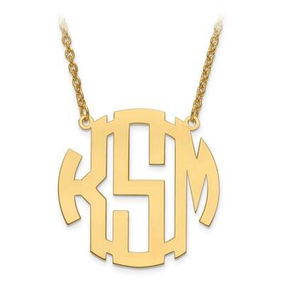 Medium Polished Block Letter Circular Monogram Plate with Chain 14k Gold XNA589Y, MPN: XNA589Y, 886…