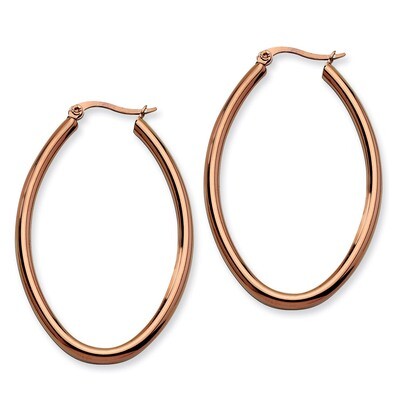 Chocolate Plated 50mm Oval Hoop Earrings - Stainless Steel SRE404 by Chisel, MPN: SRE404, 886774039…