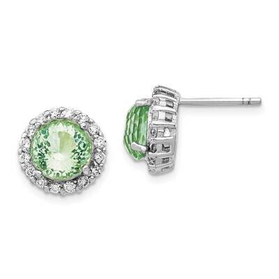 Cheryl M Cz &amp; Simulated Paraiba Tourmaline Post Earrings Sterling Silver Rhodium-plated QCM1091, MP…