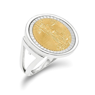 1/10AE Diamond -cut Coin Ring with coin 14k white Gold CR13WD/10AEC, MPN: CR13WD/10AEC, 883957132129