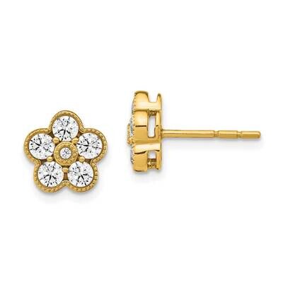 Diamond Vs/Si, D E F, Floral Post Earrings 14k Yellow Gold True Origin Lab Grown EM6345-102-YLD, MP…