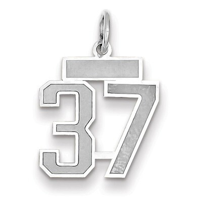 Number 37 Charm Small Satin 14k white Gold WSS37, MPN: WSS37, 883957071596