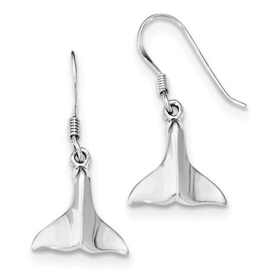 Whale Tail Dangle Earrings Sterling Silver Rhodium-plated Polished QE11803, MPN: QE11803, 883957814…