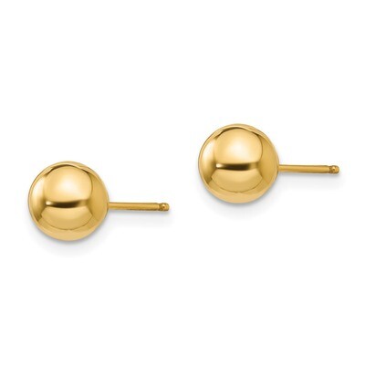 Polished 6mm Ball Post Earrings - 14k Gold SE103 by Madi K, MPN: SE103, 886774998664
