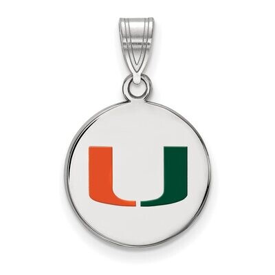 University of Miami Medium Enamel Disc Pendant Sterling Silver SS040UMF, MPN: SS040UMF, 886774724768