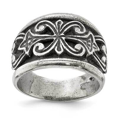 Scroll Design Ring Sterling Silver Antiqued QR6833, MPN: QR6833,
