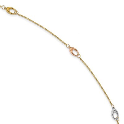 Leslie&#39;s 1 inch Extender Anklet 9.5 Inch 14k Tri-Color Polished Gold HB-LF1103-9.5, MPN: LF1103-9.5…