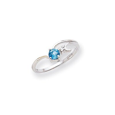 Polished .01ct. Diamond &amp; 4mm Round Gemstone Ring Mounting 14k White Gold X9705, MPN: X9705,