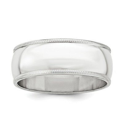 9mm Half Round Milgrain Band Sterling Silver QWM090 Engravable, MPN: QWM090, 883957260785