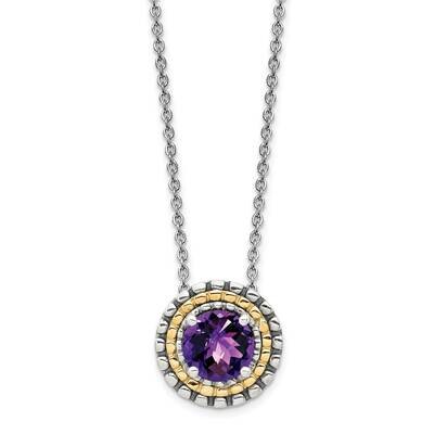 Amethyst Round Chain Slide Necklace Sterling Silver with 14k Gold Accent QTC1570, MPN: QTC1570, 883…