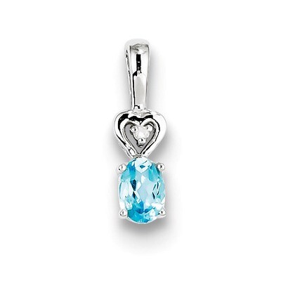 Light Swiss Blue Topaz &amp; Diamond December Pendant Sterling Silver QBPD23DEC, MPN: QBPD23DEC, 883957…