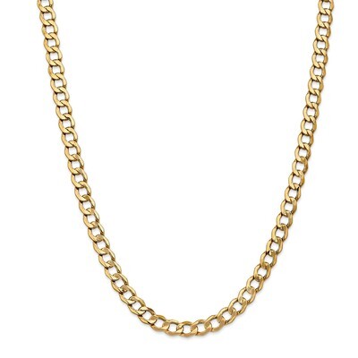 26 Inch 7.0mm Semi-Solid Curb Link Chain 14k Gold BC110-26, MPN: BC110-26, 191101107580
