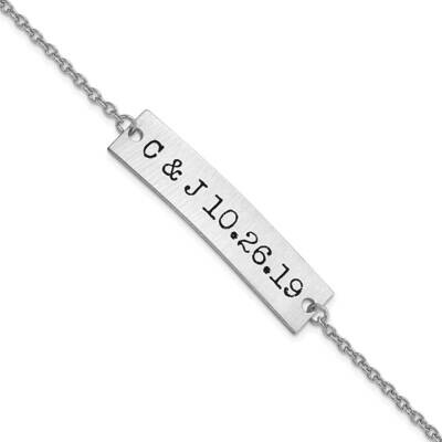 Couple&#39;s Initials and Date Antiqued Bar Bracelet 7 Inch 14k White Gold Brushed XNA659W, MPN: XNA659…