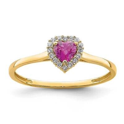 Heart Pink and Clear Ring 14k Gold CZ Diamond K6417, MPN: K6417, 883957845418