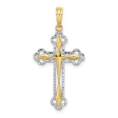 Rhodium Diamond-Cut Reversible Cross Charm 10k Gold 10K9467, MPN: 10K9467,