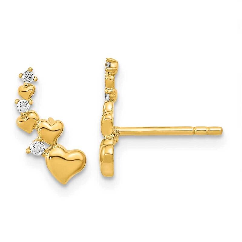 Heart CZ Diamond Post Earrings 14k Gold Polished YE2047, MPN: YE2047, 191101798689