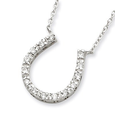 Diamond Horse Shoe Necklace Sterling Silver QG2033-16, MPN: QG2033-16, 883957948294