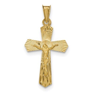 Satin and Diamond -cut Crucifix Pendant 14k Gold Polished K5557, MPN: K5557, 191101454462
