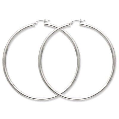 3mm Round Hoop Earrings Sterling Silver Rhodium-plated QE4400, MPN: QE4400, 883957930206
