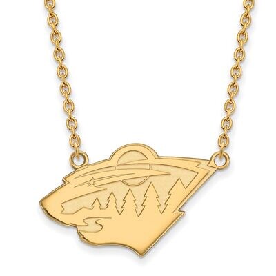 Minnesota Wild Large Pendant with Chain Necklace 14k Yellow Gold 4Y014WIL-18, MPN: 4Y014WIL-18, 886…