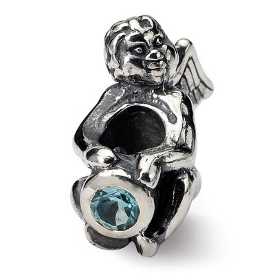 December Synthetic Diamond Antiqued Bead - Sterling Silver QRS455, MPN: QRS455, 883957723624