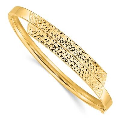 3 16 Polished &amp; Diamond-Cut Overlap Hinged Bangle 14k Gold DB722, MPN: DB722, 191101562549