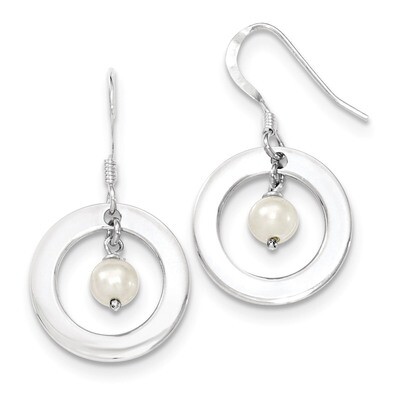 White Cultured Pearl Dangle Earrings Sterling Silver QE7300, MPN: QE7300, 883957567549