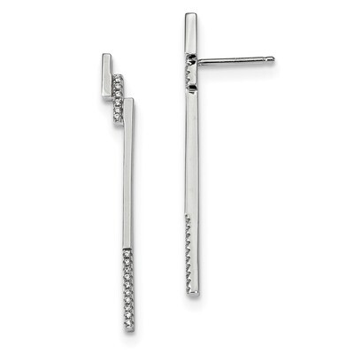 CZ Diamond Post Earrings Sterling Silver Rhodium-plated QE13748, MPN: QE13748,