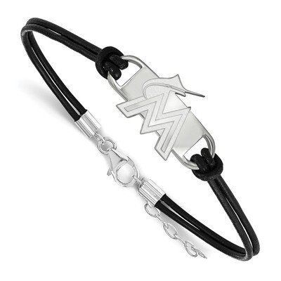 Miami Marlins Small Center Leather Bracelet Sterling Silver SS020MIN-7, MPN: SS020MIN-7, 1911016250…