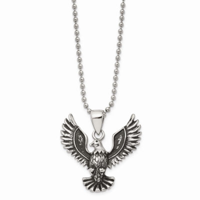 Screaming Eagle Pendant Necklace Stainless Steel Antiqued SRN851-22 by Chisel, MPN: SRN851-22, 8867…